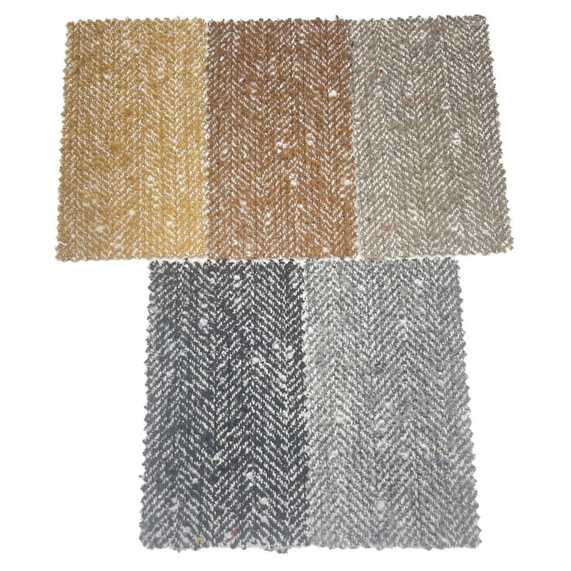 Bubble Herringbone Grey White Villa Paksut Tweed-kankaat vaatteisiin talvella 3906