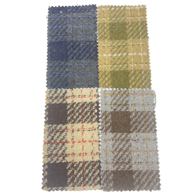 Twill Striped Plaids Villa Jacquard Vihreä Tweed-kankaat vaatteisiin 4144