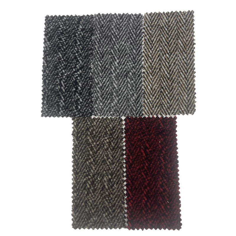 Musta punainen villainen kalanruotoharja Paksut Tweed-kankaat vaatteille 4298