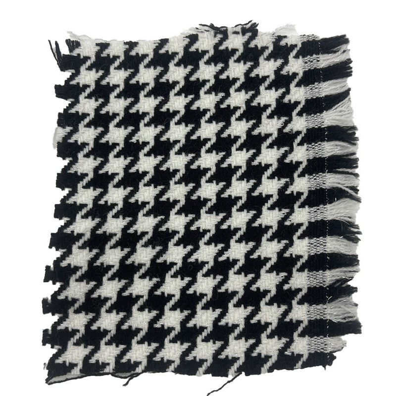 Mustavalkoinen akryylimetallinen Houndstooth jacquard-tweed-kankaat verhoiluun